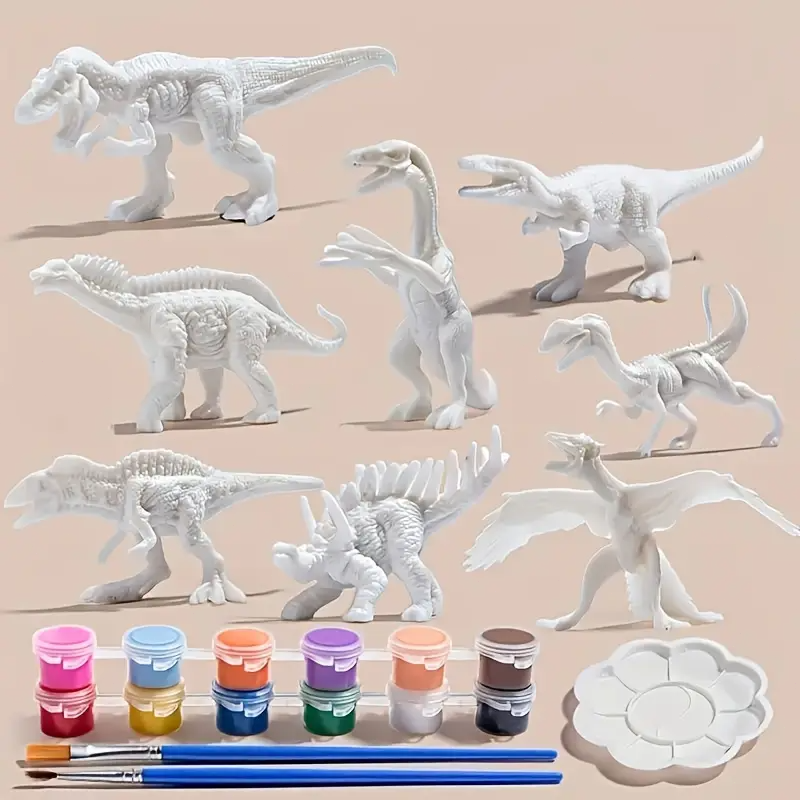 6pcs/8pcs, DIY Coloring Dinosa - Puzzle Blank White recension och pris