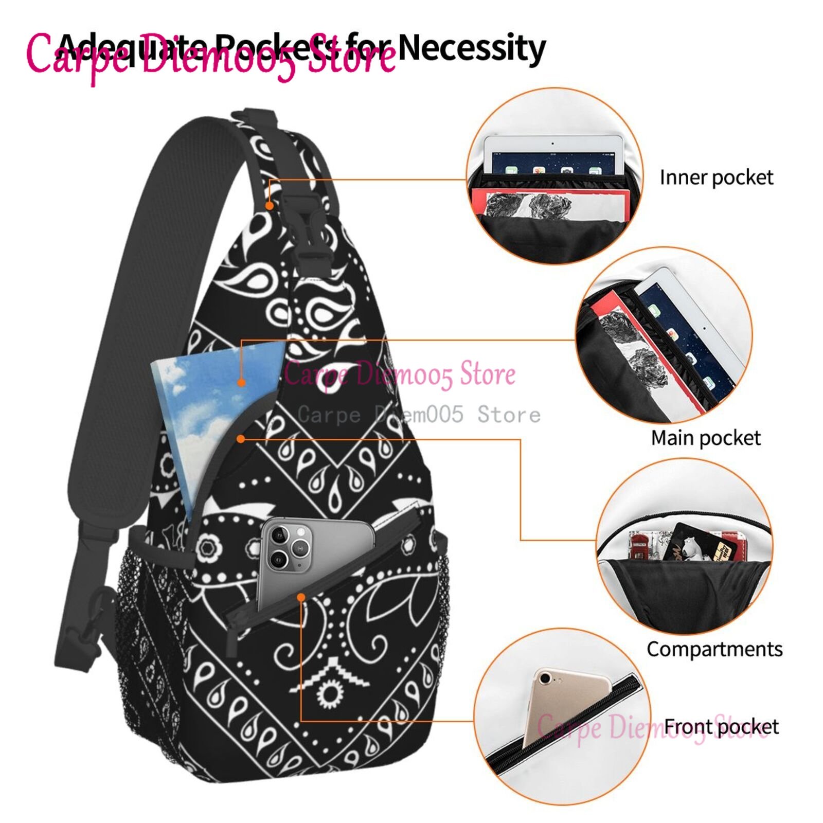 Black And White Paisley Chican - Bandana Blank White recension och pris