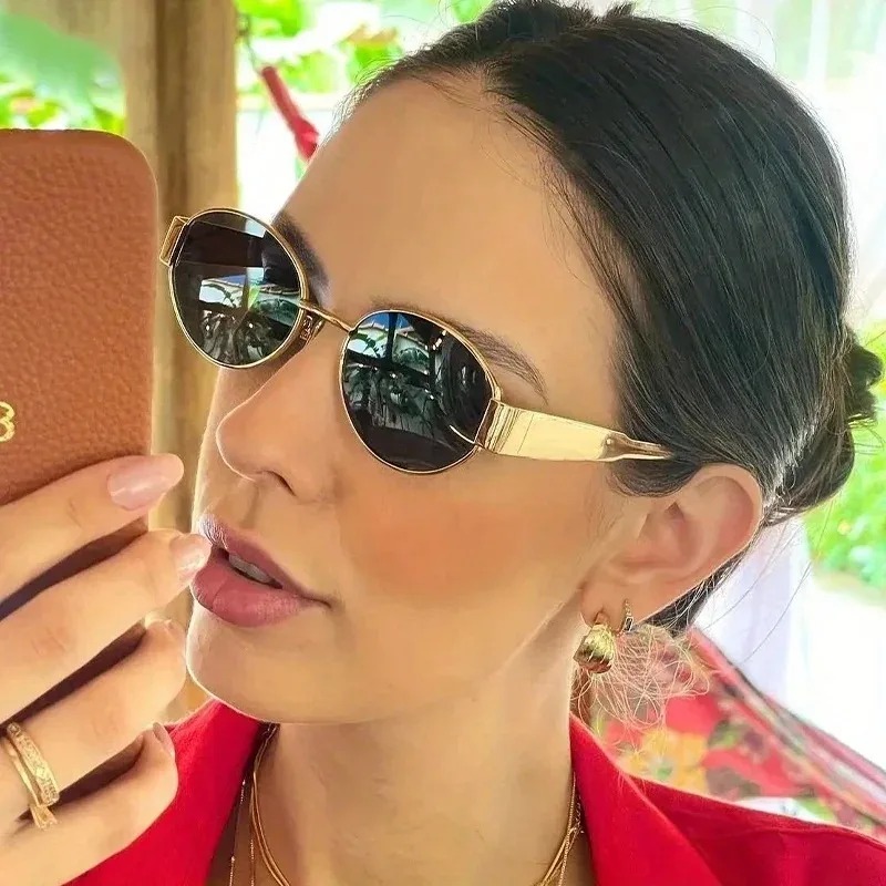 New Oval Sunglasses for Women  - Metal Photo Panel recension och pris