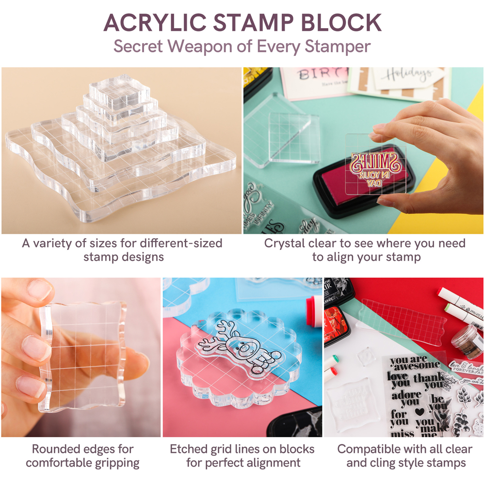 3pcs Clear Acrylic Stamp Block - Photo Acrylic Block recension och pris