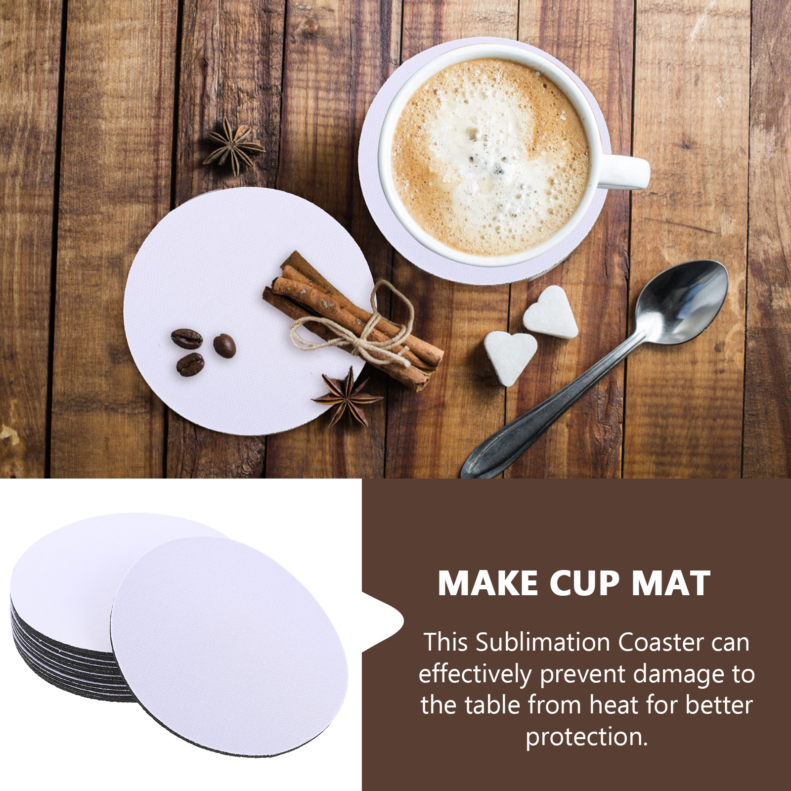 10Pcs Sublimation Cup Coasters - Coaster Sublimation Blank recension och pris