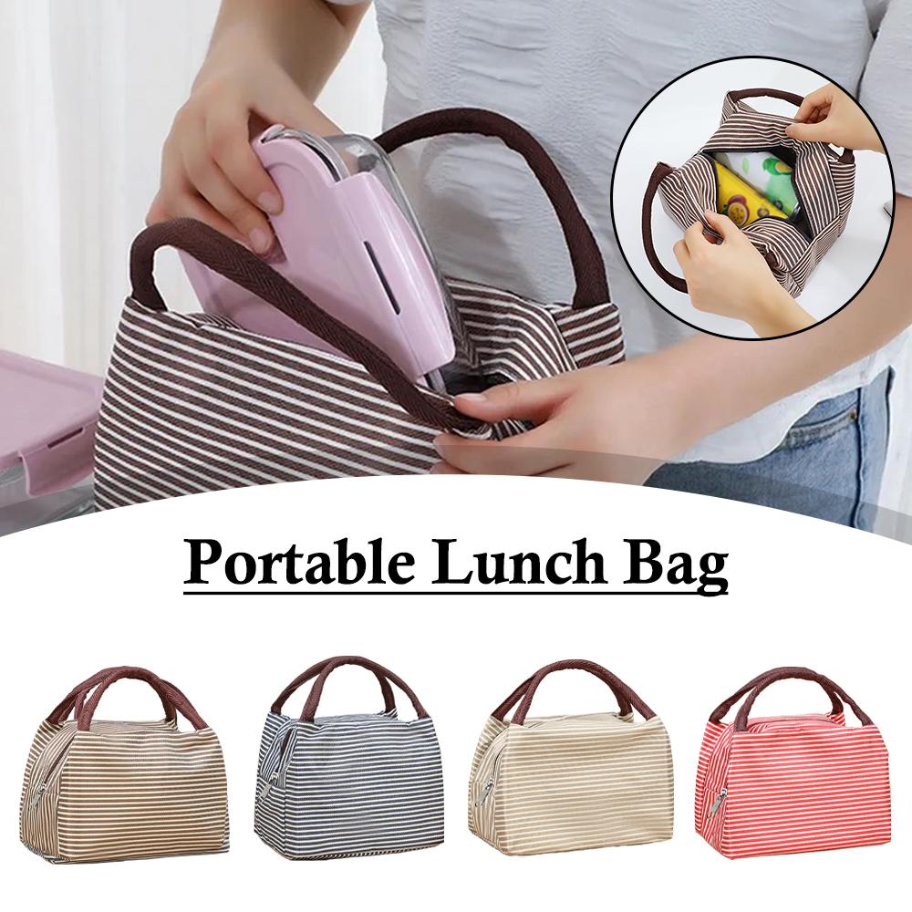 Striped Insulated Lunch Bag Po - Tote Bag Sublimation recension och pris