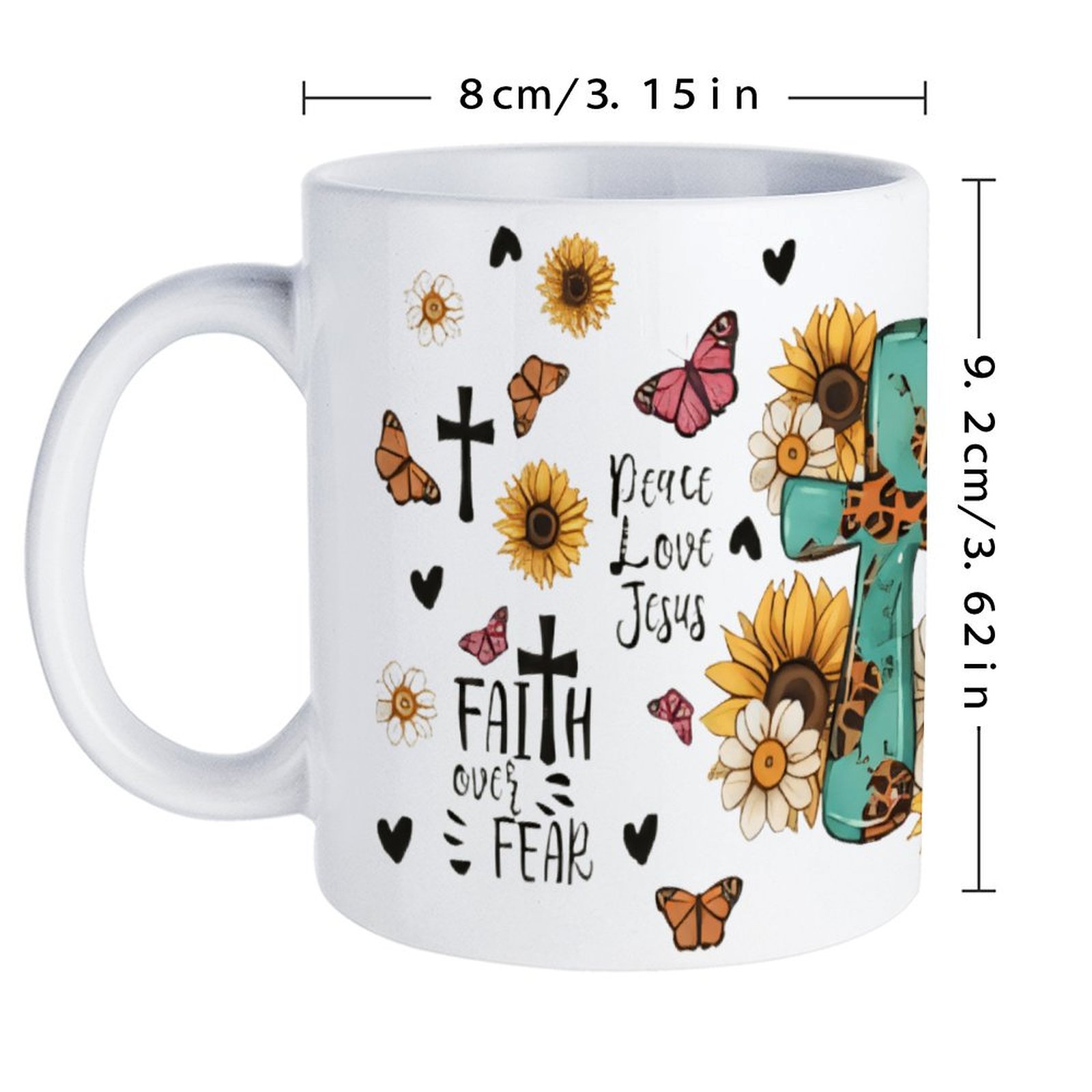 A Cross Surrounded By Sunflowe - Sublimation Mug White recension och pris