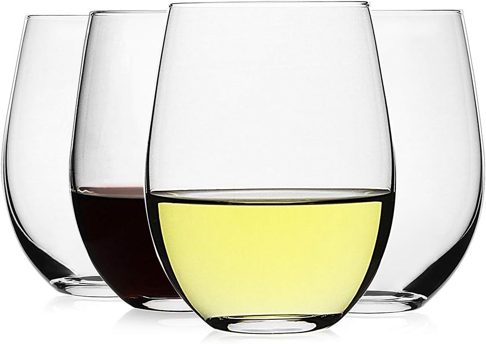 Stemless Wine Glasses Set of 4 - Tumbler 20Oz White recension och pris
