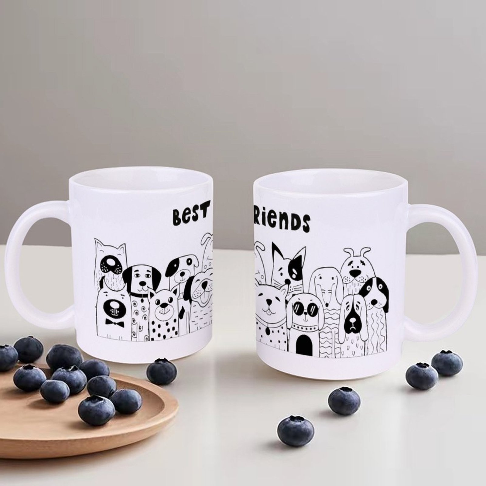 Illustration Of Dogs With The  - Sublimation Mug White recension och pris
